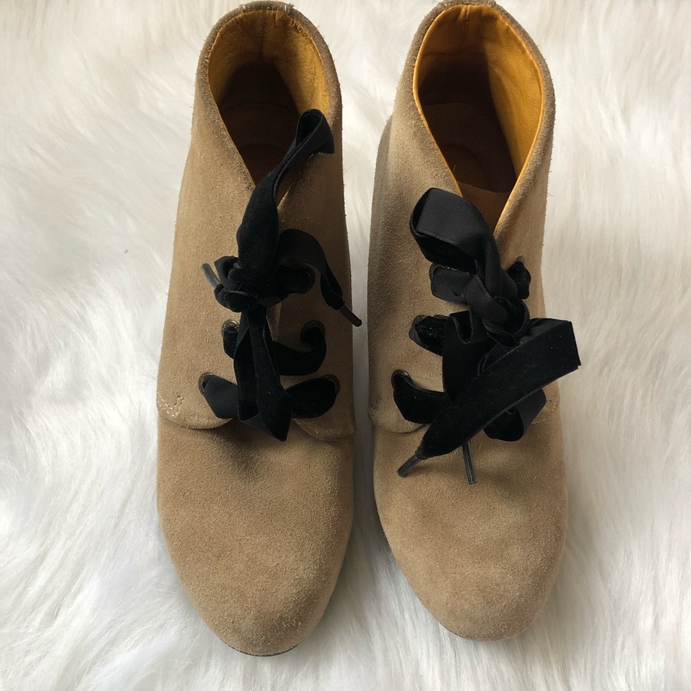 Anthropologie Bussola Beige Enna Wedge Boots View 2